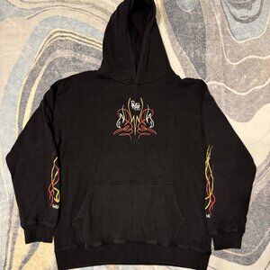 Rhude Black Flames Hoodie Size Large